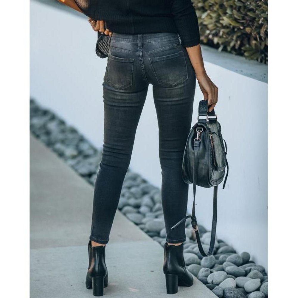 🔥HOST PICK🔥 CLEARANCE Justice Dark Gray Piped Frayed Skinny Jeans - Picture 4 of 7
